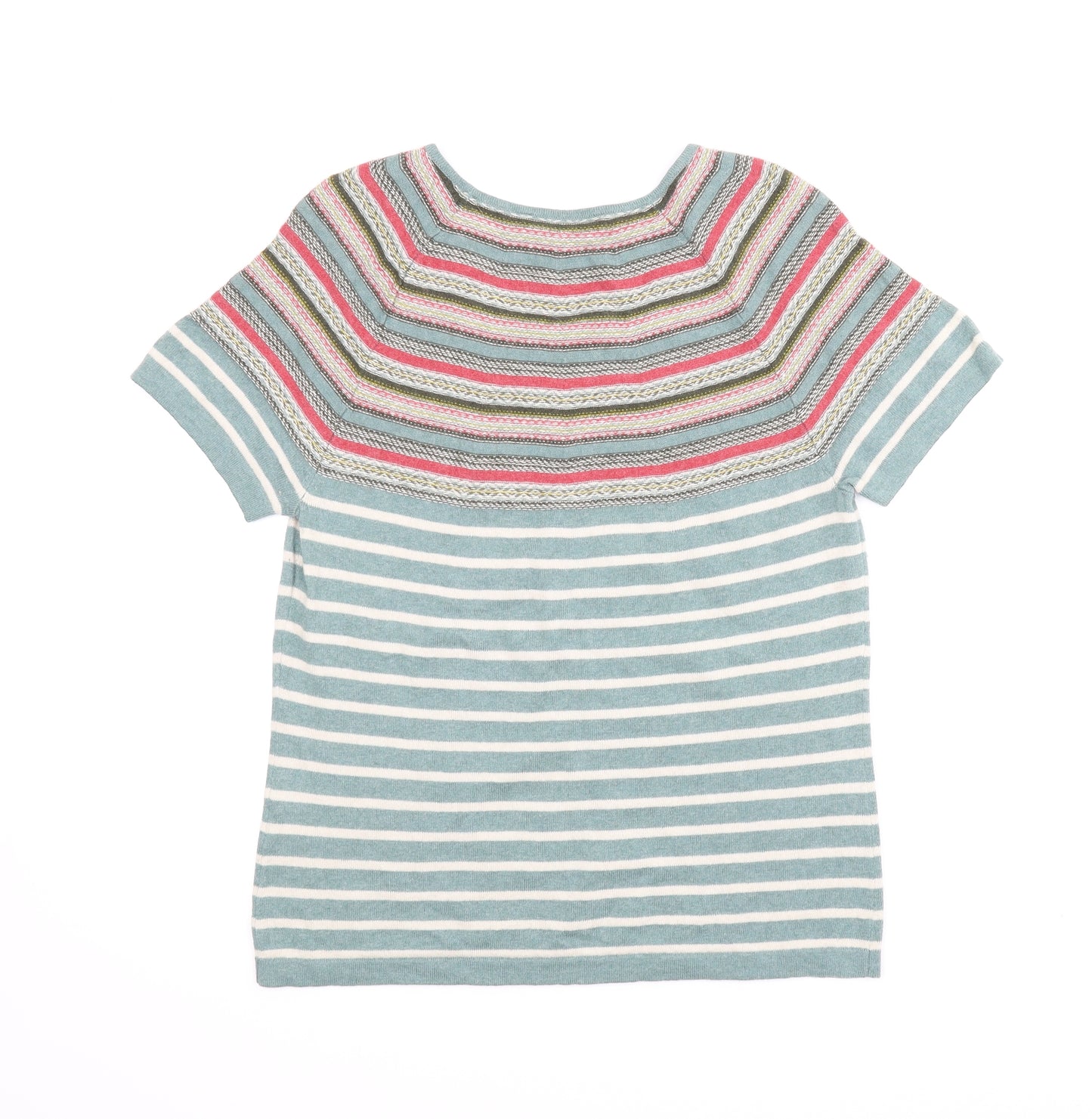 EAST Womens Green Fair Isle  Basic T-Shirt Size 14