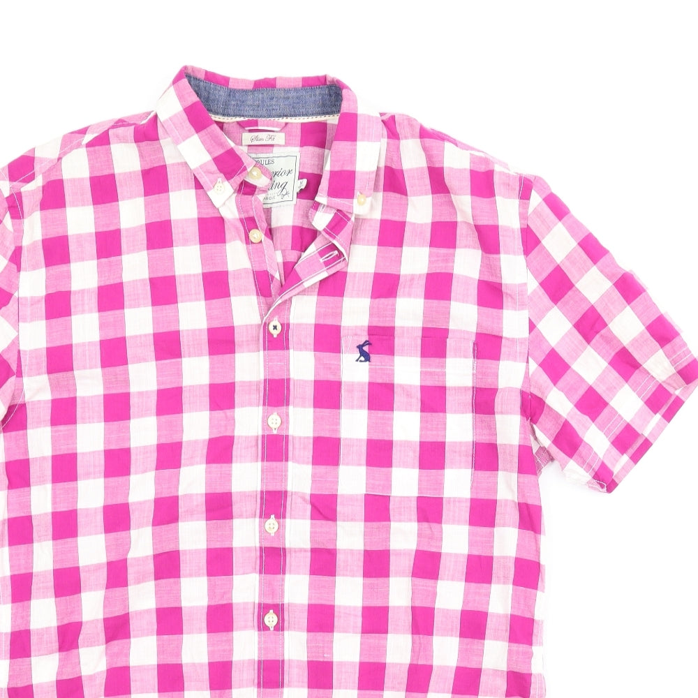 Joules Womens Pink Check  Basic Button-Up Size M