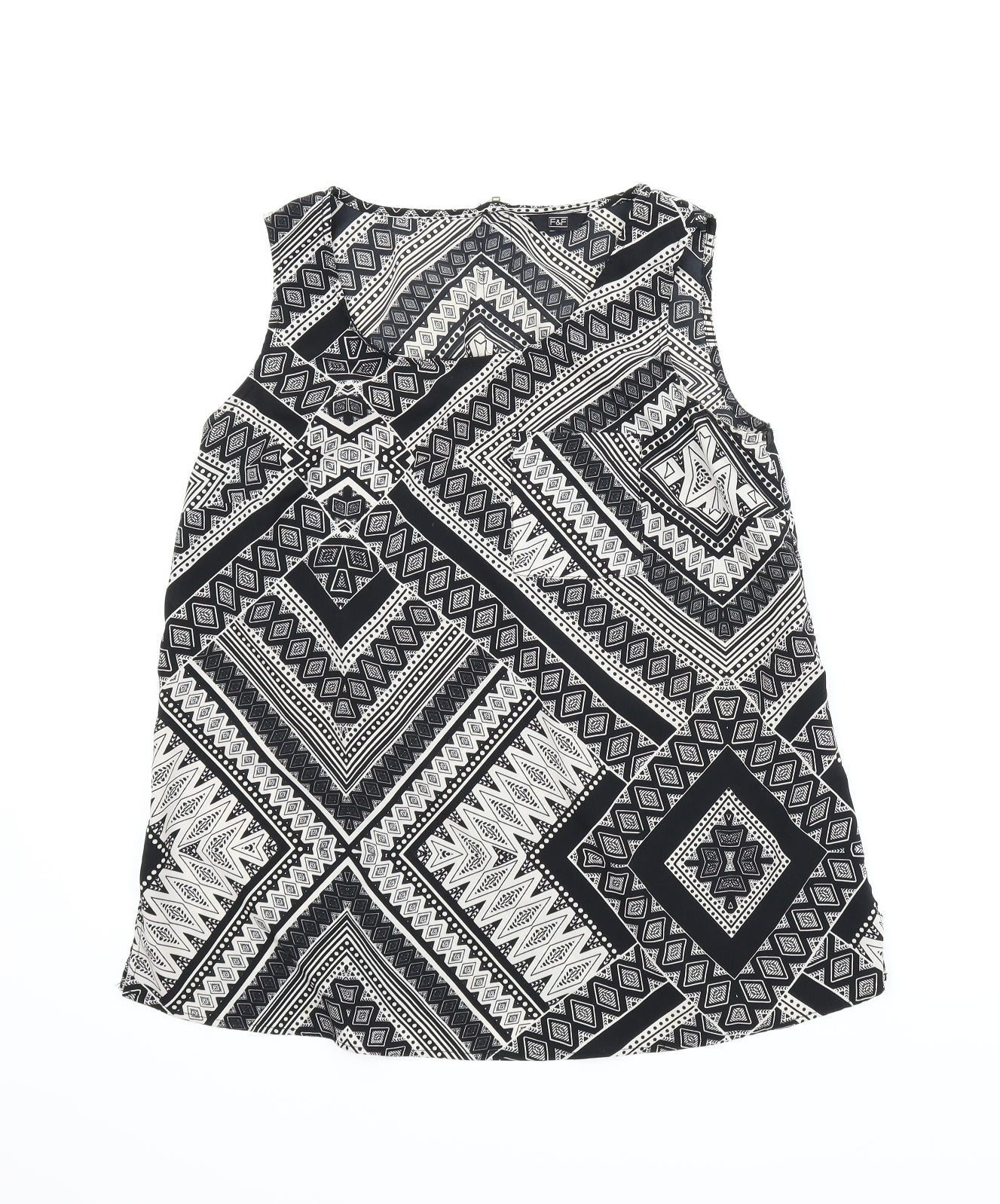 F&F Womens Black Argyle/Diamond  Basic Blouse Size 14