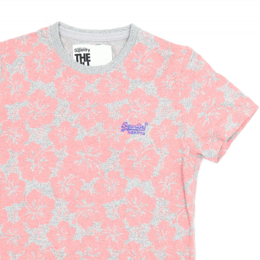 Superdry Mens Pink Floral   T-Shirt Size M