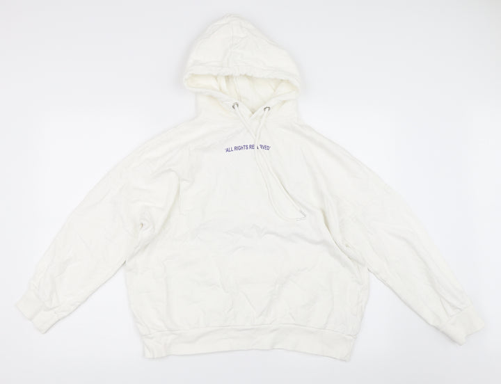 H&M Womens White Pullover Hoodie Size S