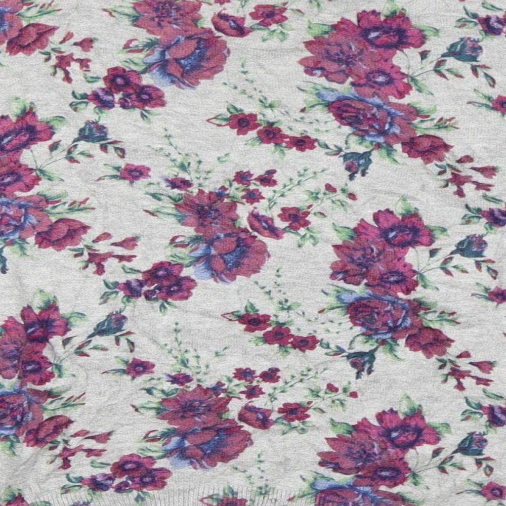 Warehouse Womens Grey Floral  Cardigan Jumper Size 10