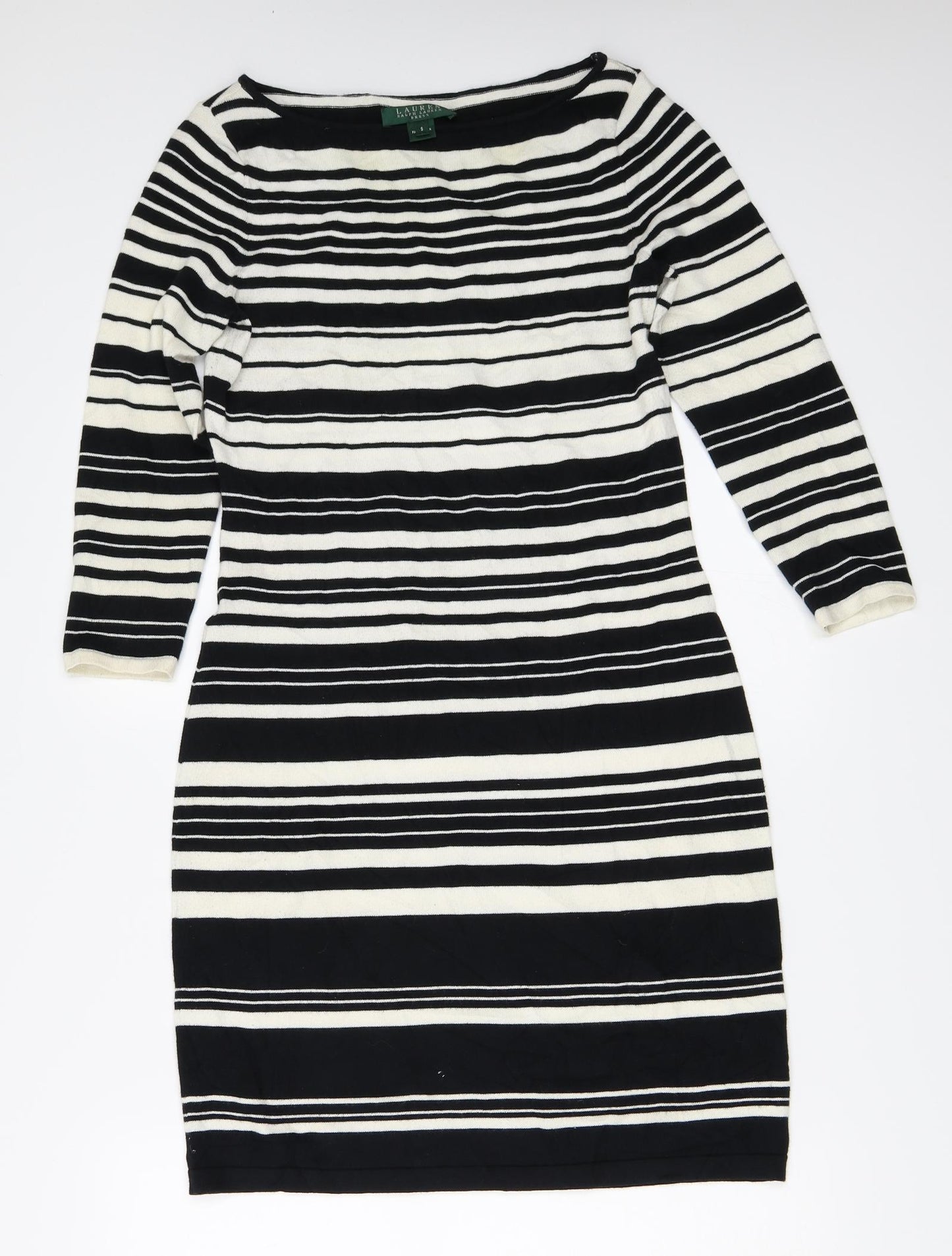 Laura Ashley Womens White Striped  Bodycon  Size S