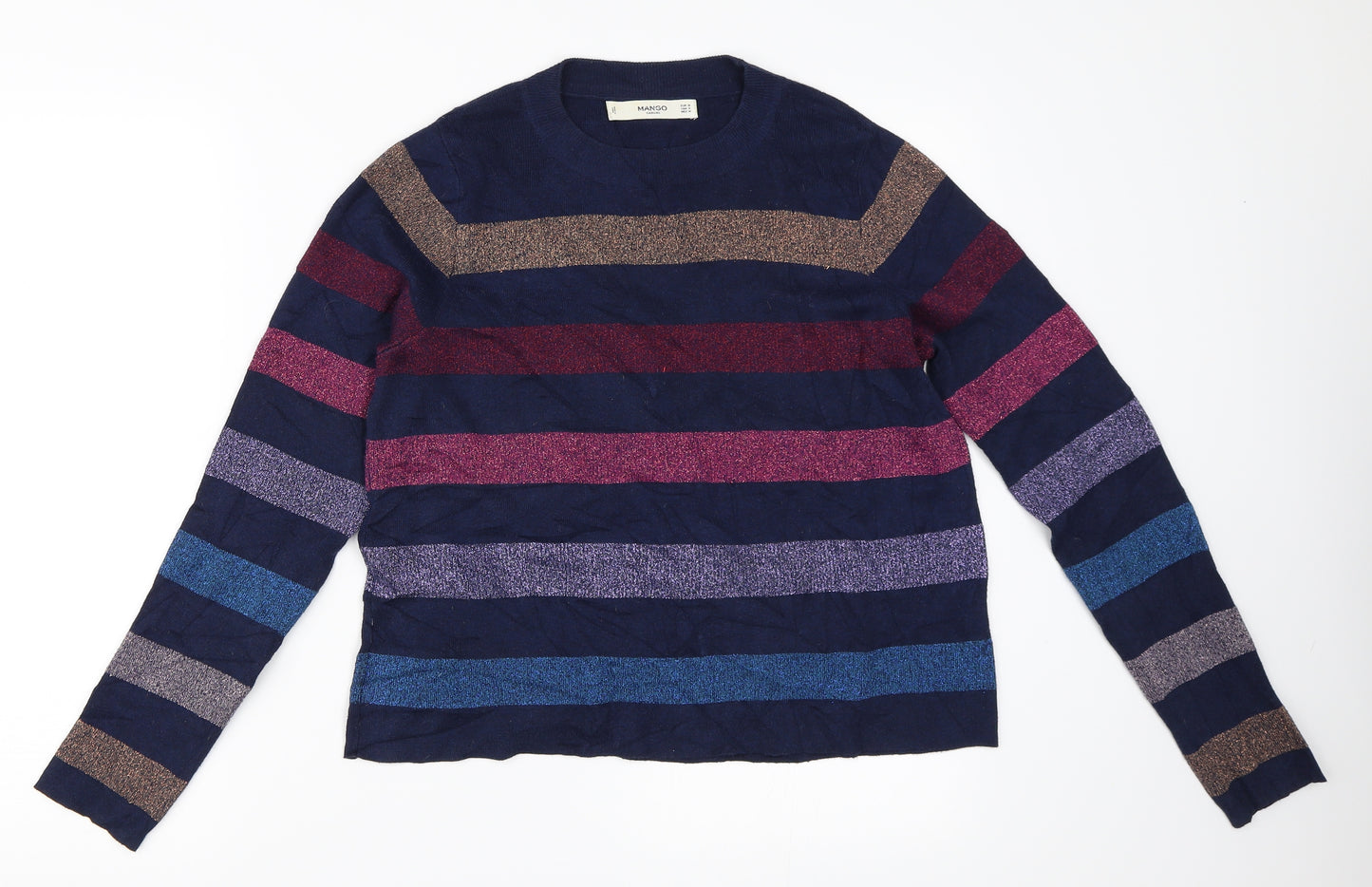 Mango Womens Blue Striped  Pullover Jumper Size M