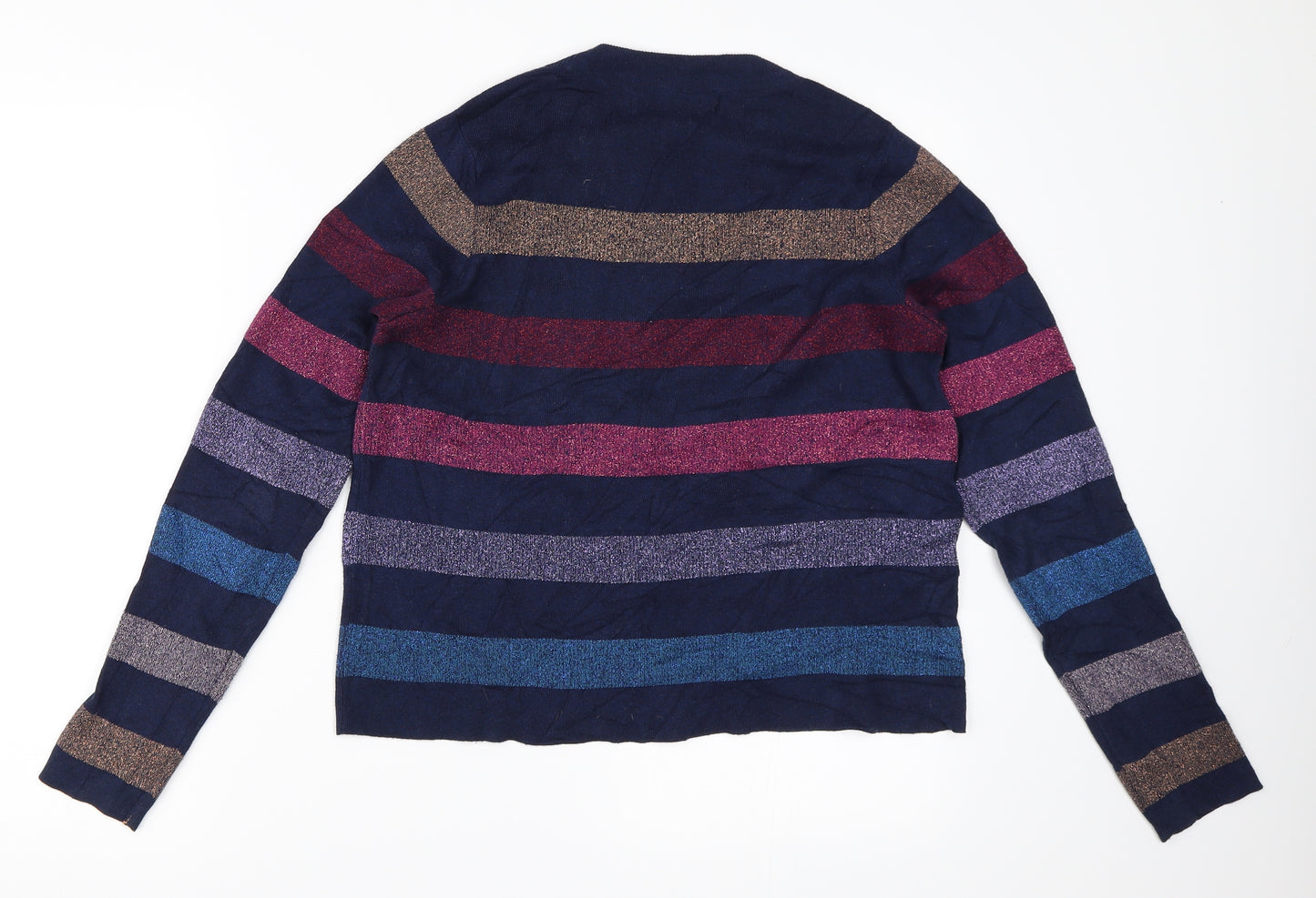 Mango Womens Blue Striped  Pullover Jumper Size M