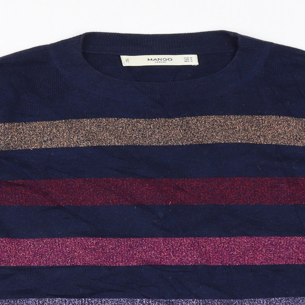 Mango Womens Blue Striped  Pullover Jumper Size M