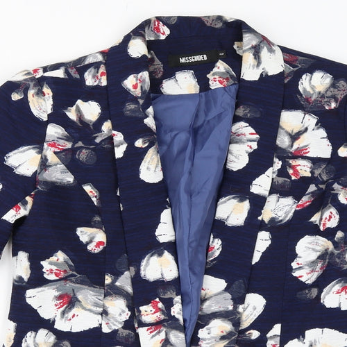 Missguided Womens Blue Floral  Jacket Blazer Size 6