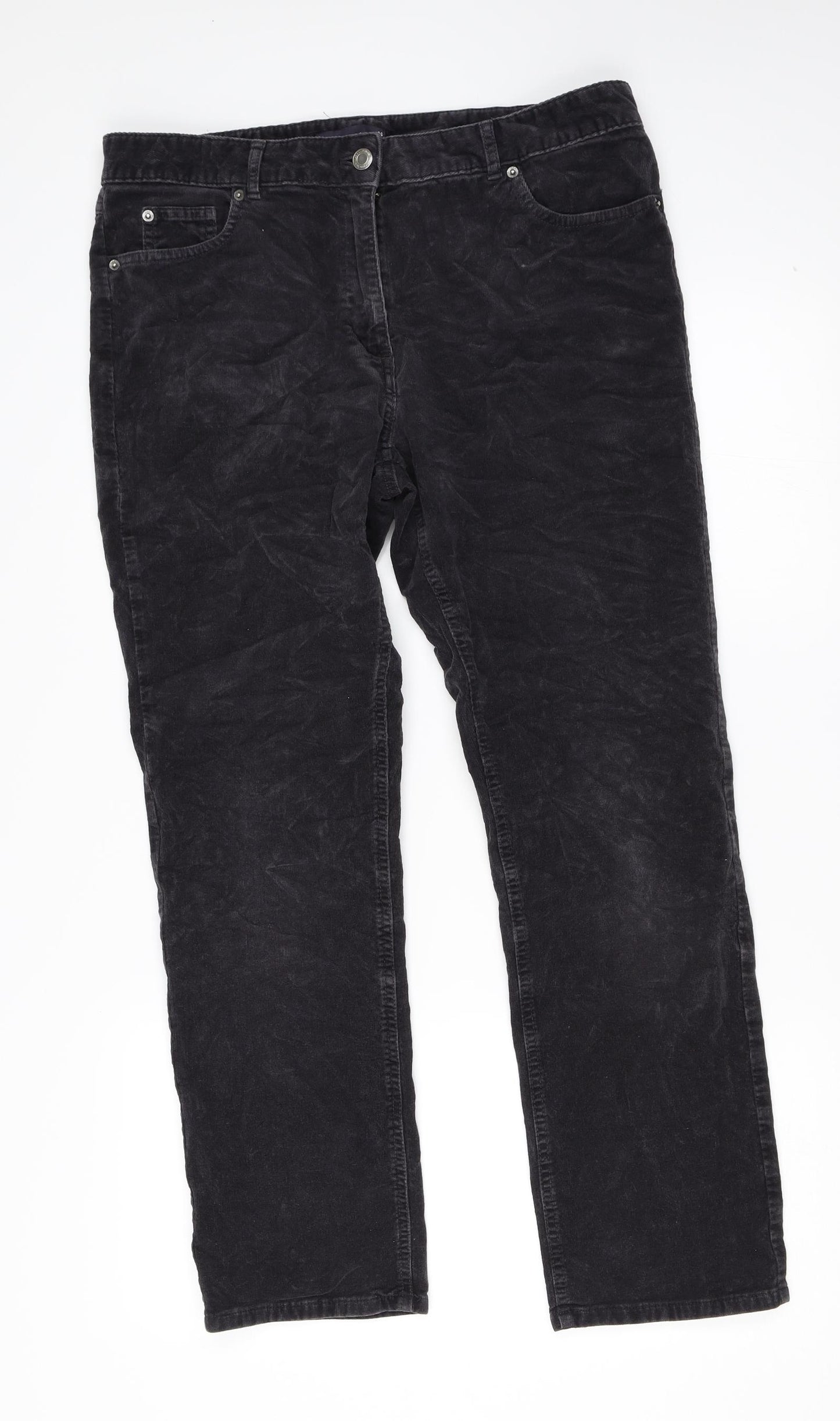 Marks and Spencer Womens Grey  Corduroy Straight Jeans Size 14 L27 in