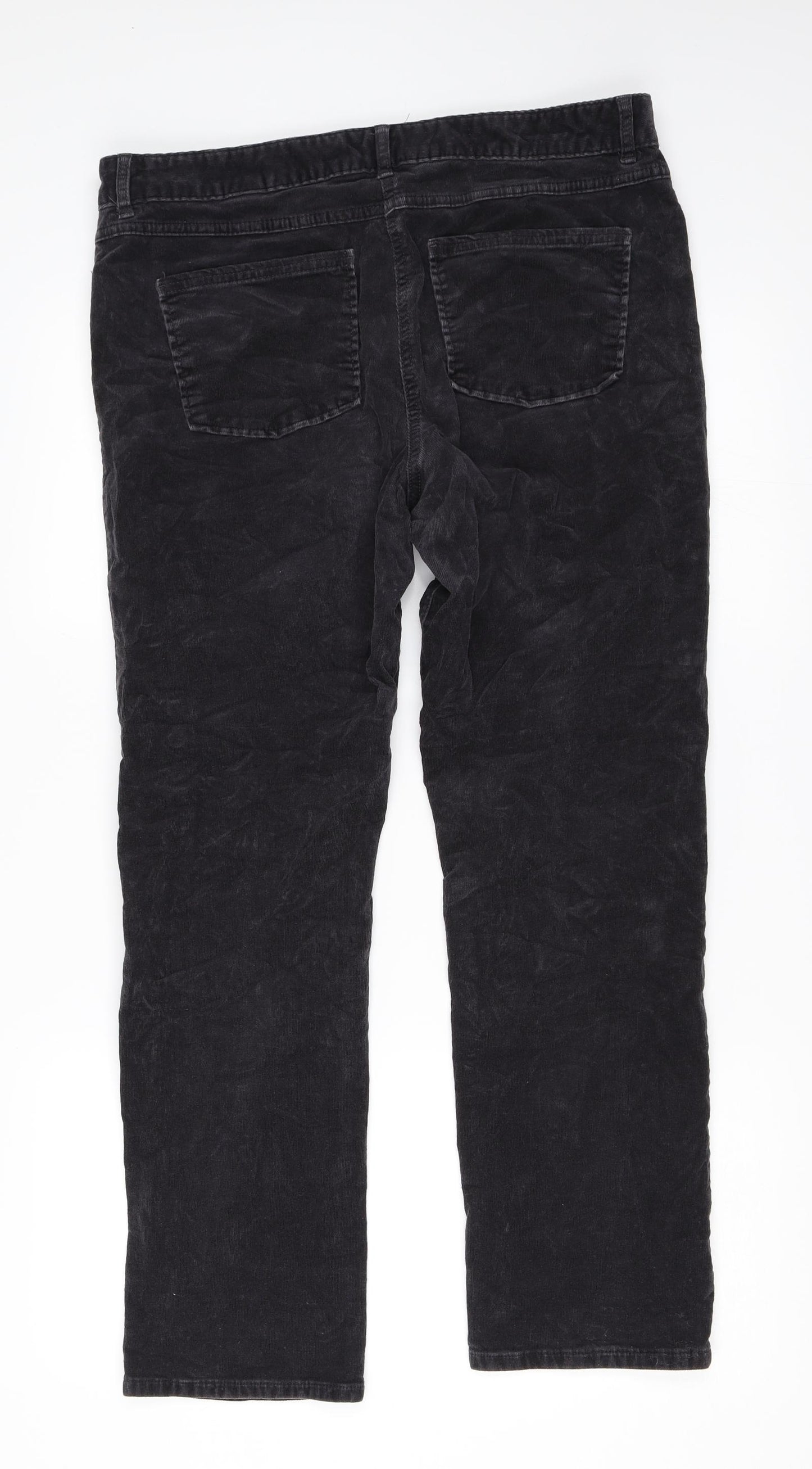 Marks and Spencer Womens Grey  Corduroy Straight Jeans Size 14 L27 in
