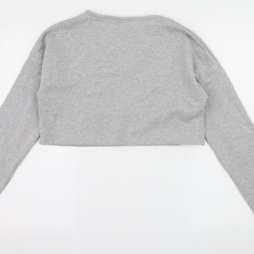 Boohoo Womens Grey  Jersey Pullover Sweatshirt Size M