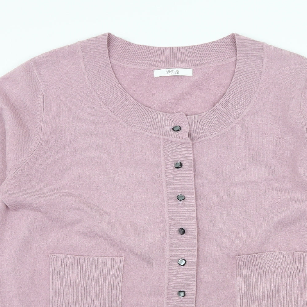 Marks and Spencer Womens Purple  Knit Cardigan Jumper Size 16