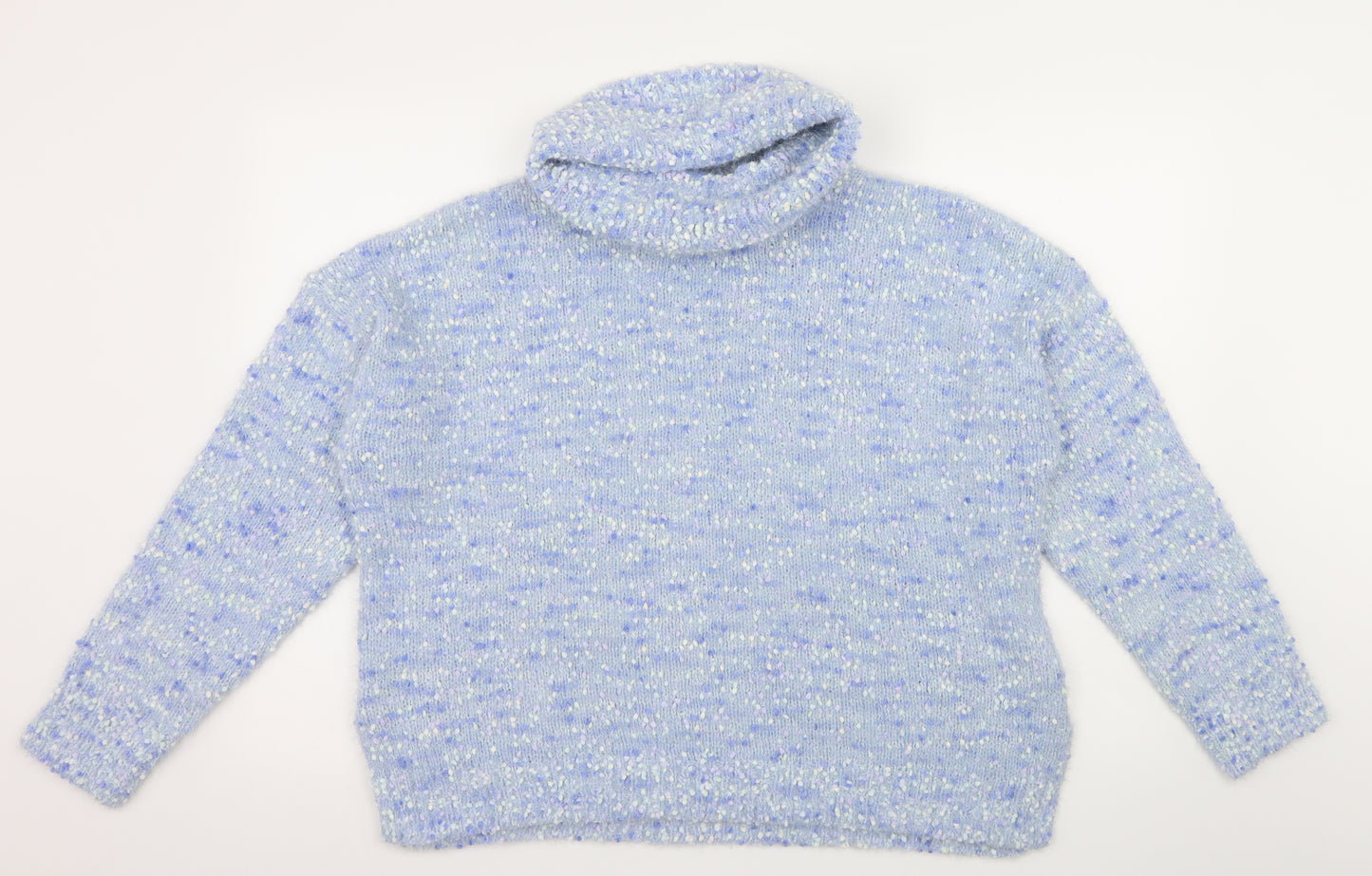 F&F Womens Blue Polka Dot Knit Pullover Jumper Size 14