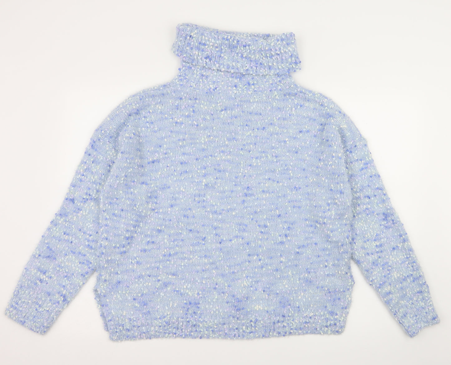 F&F Womens Blue Polka Dot Knit Pullover Jumper Size 14