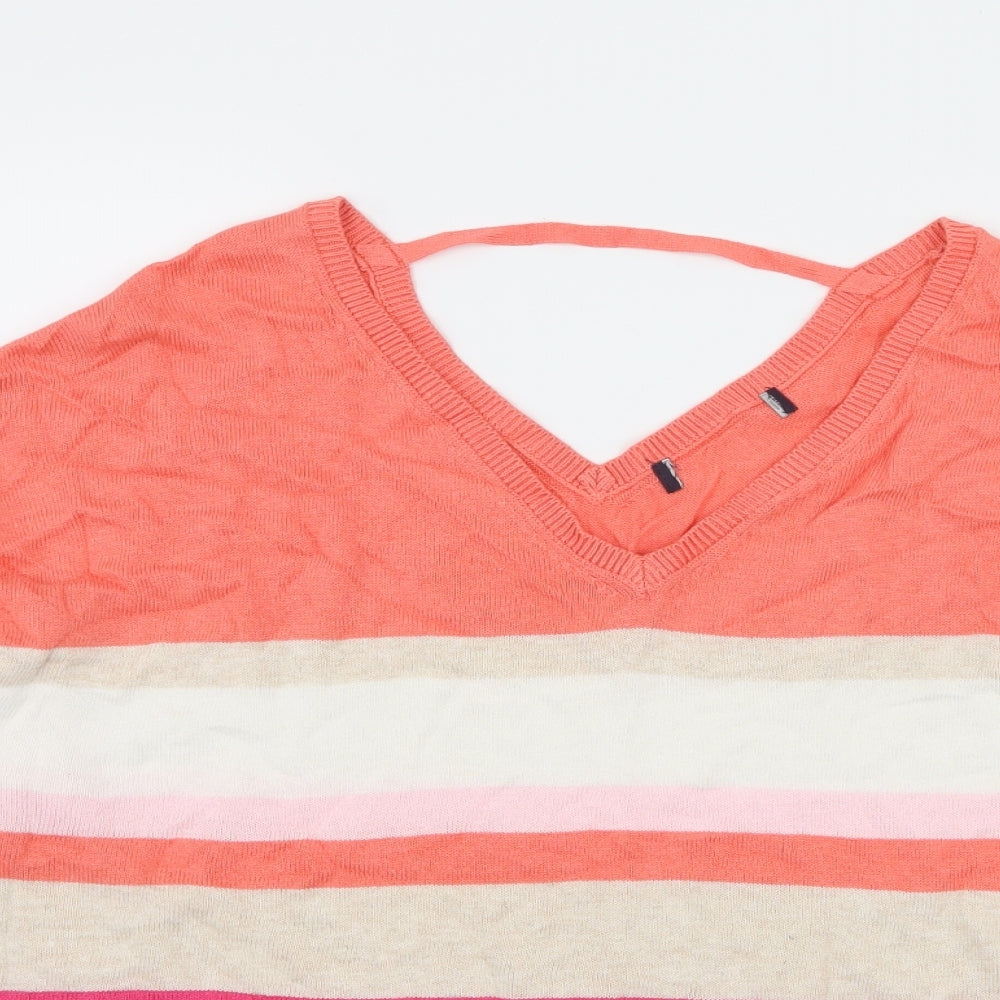 Marks and Spencer Womens Multicoloured Striped Knit Pullover Jumper Size 14  - Open back