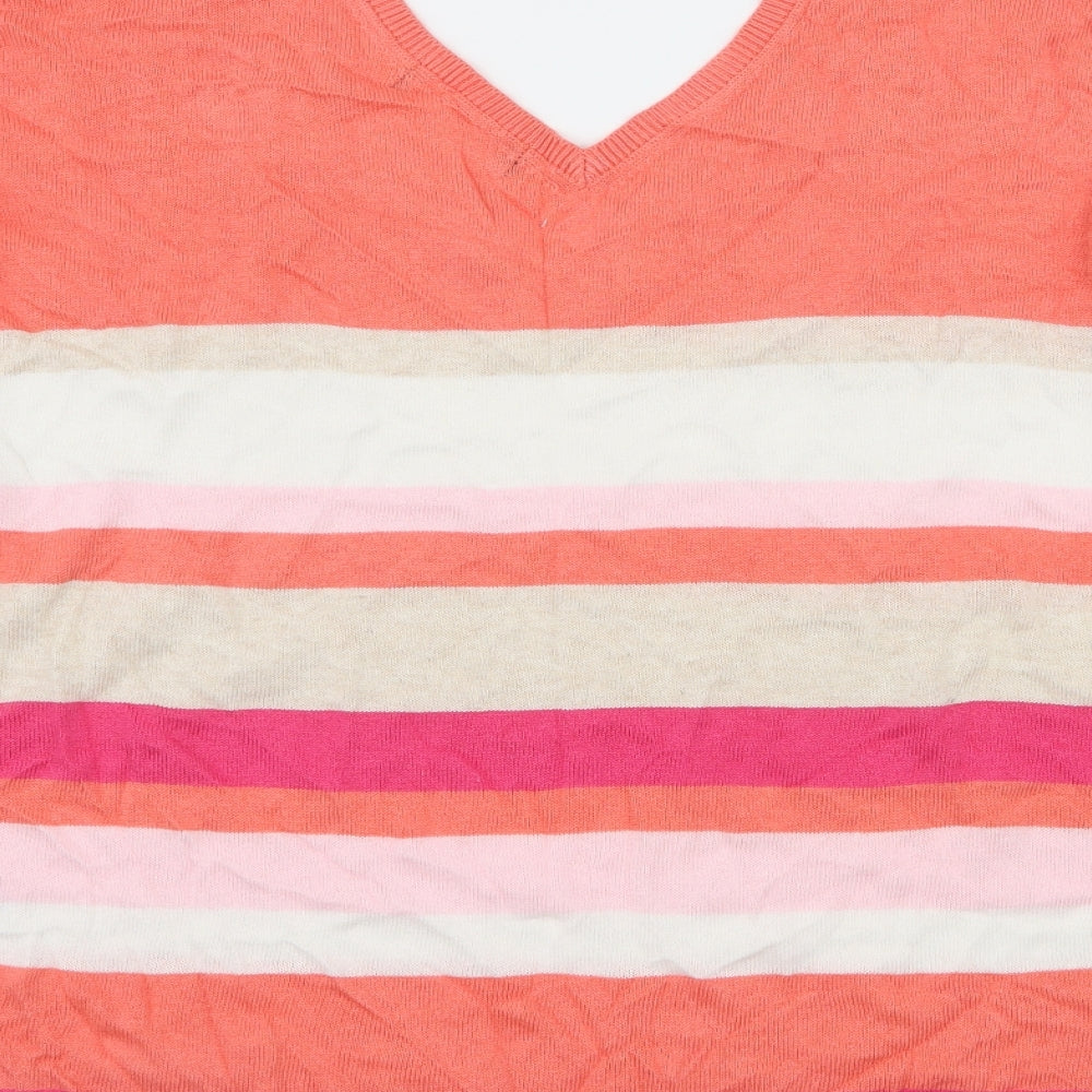 Marks and Spencer Womens Multicoloured Striped Knit Pullover Jumper Size 14  - Open back