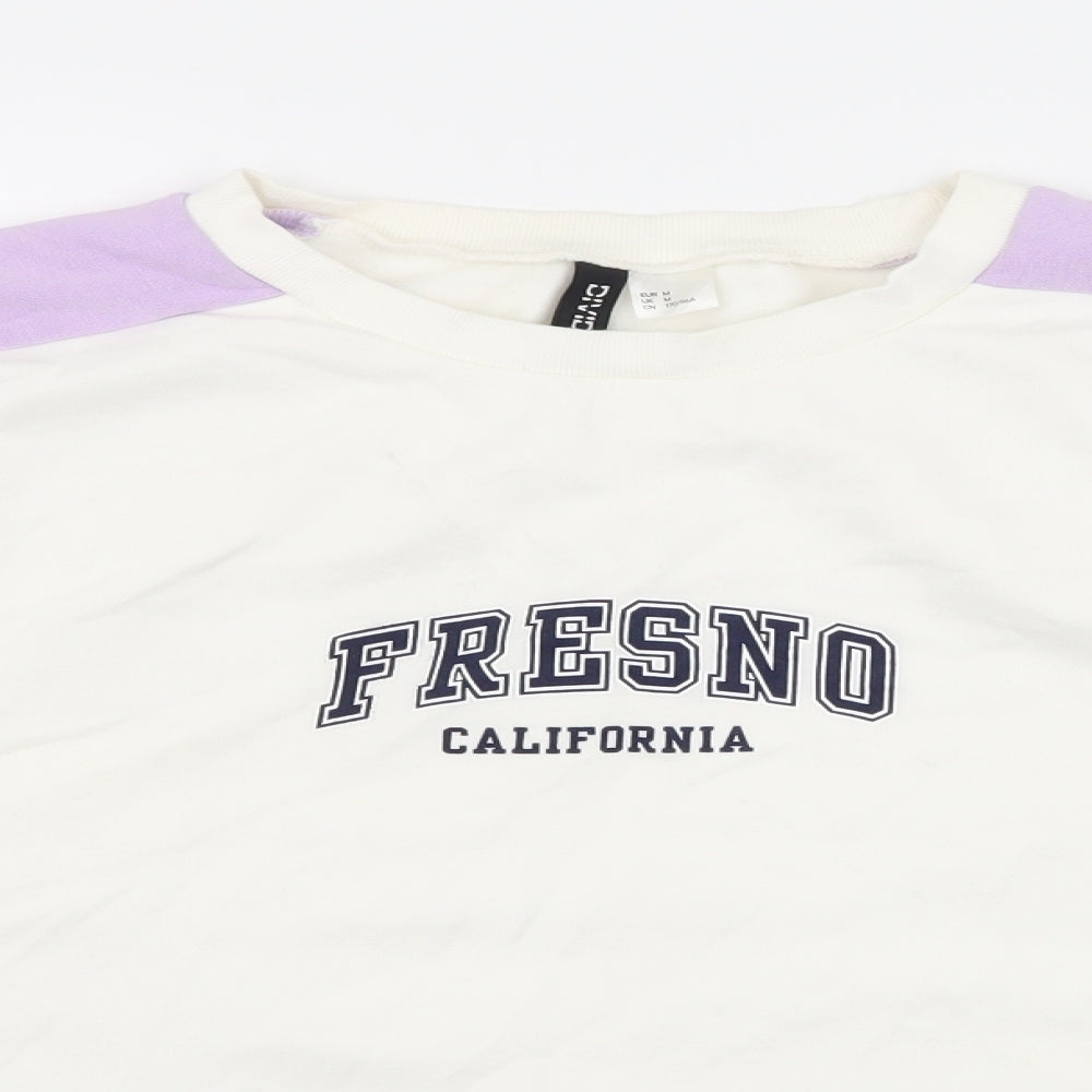 Divided by H&M Womens White Striped Jersey Pullover Sweatshirt Size M  - Fresno