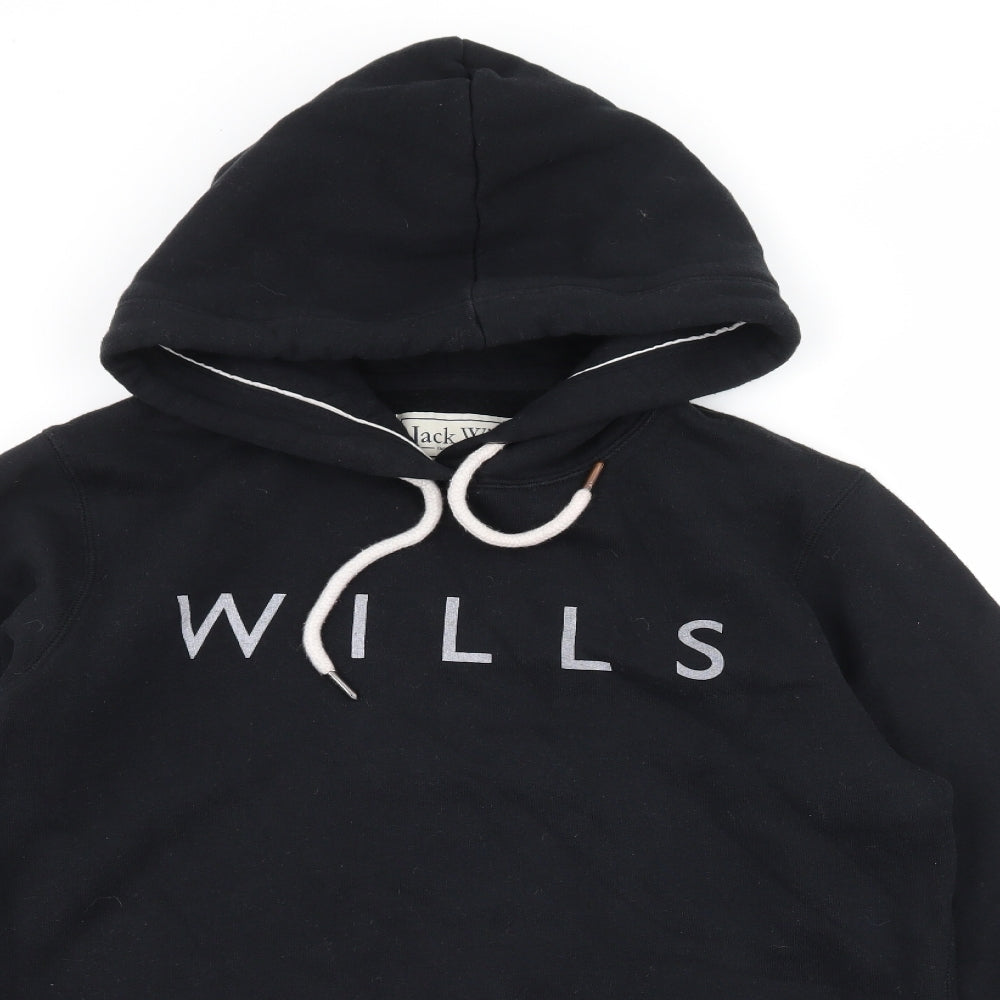 Jack Wills Womens Black  Jersey Pullover Hoodie Size 14