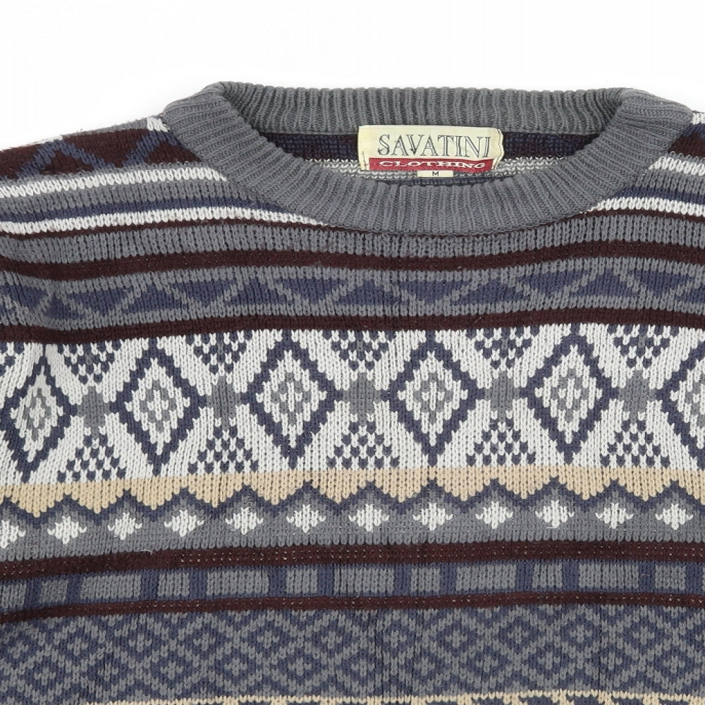 Savatini Womens Multicoloured Geometric Knit Pullover Jumper Size M
