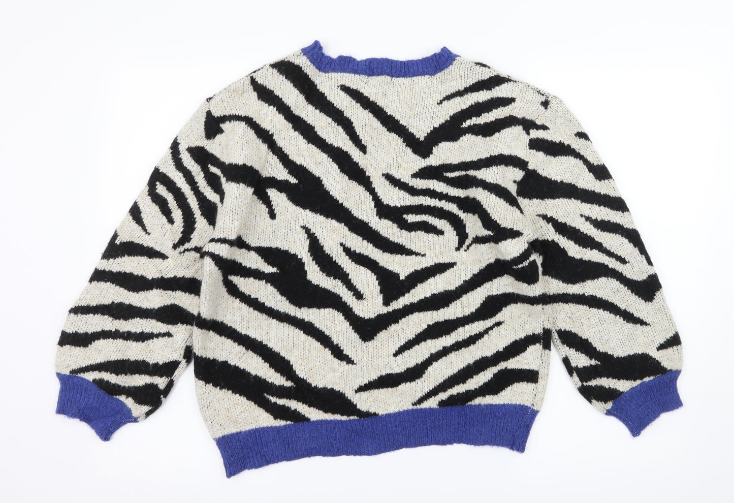 M&Co Womens Ivory Animal Print Knit Pullover Jumper Size 12