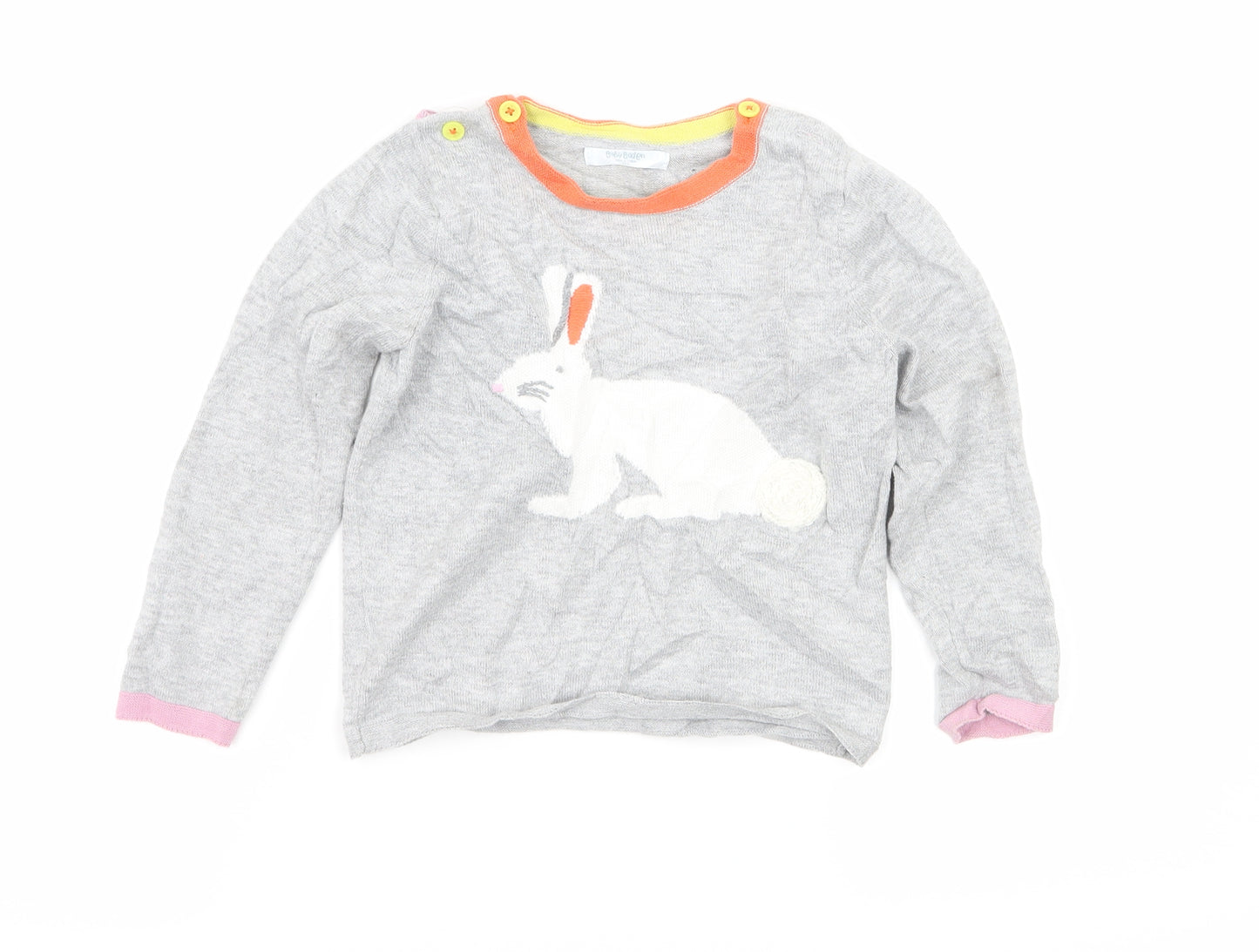 Baby Boden Girls Grey  Knit Pullover Jumper Size 2-3 Years  - Rabbit