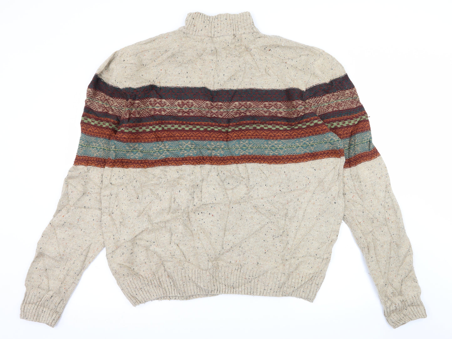 TU Mens Beige Striped Knit Pullover Jumper Size L