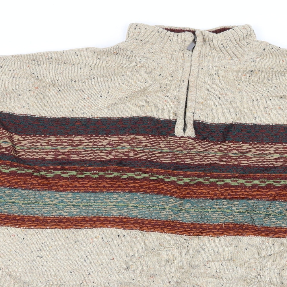 TU Mens Beige Striped Knit Pullover Jumper Size L