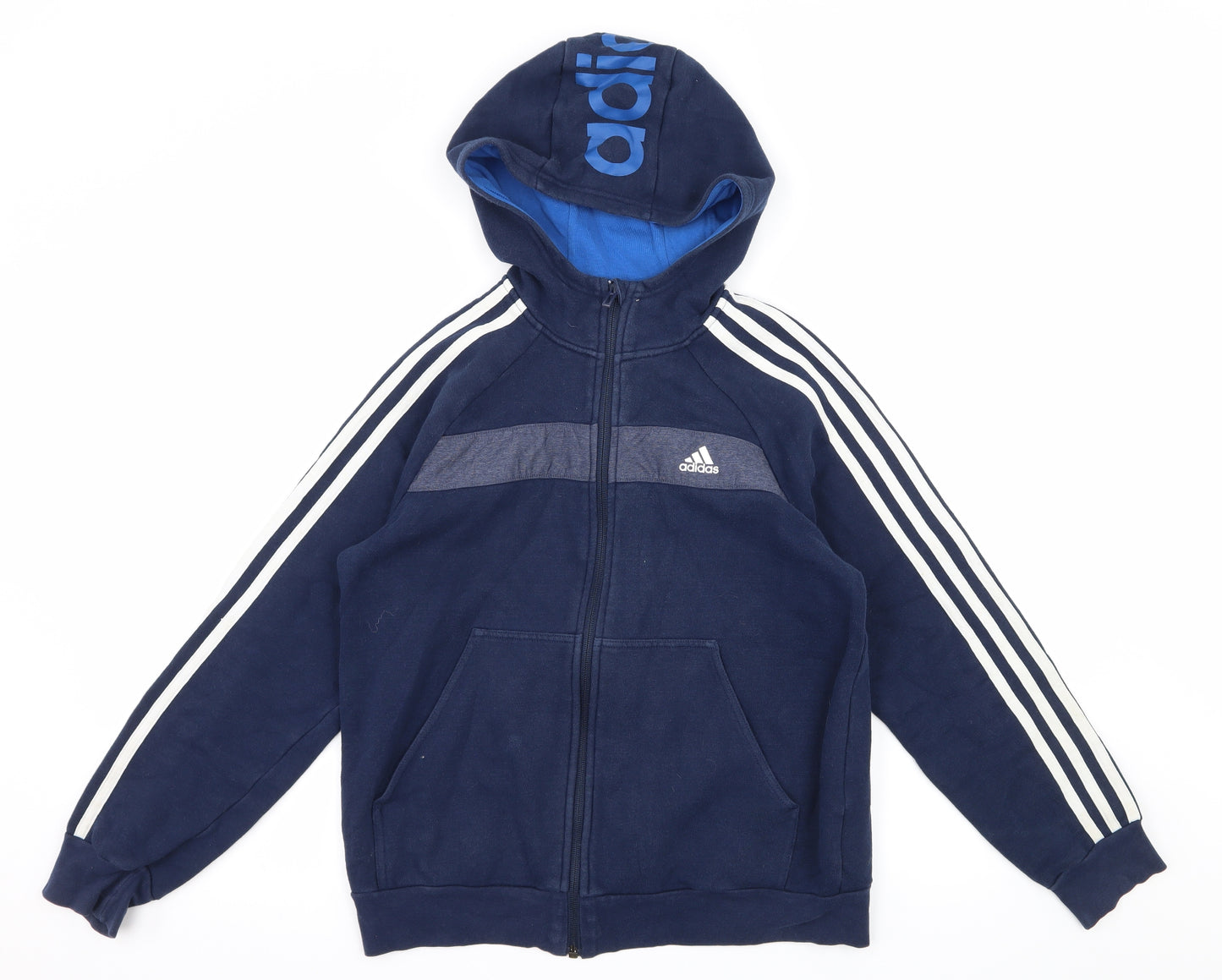 adidas Boys Blue  Jersey Full Zip Hoodie Size 12-13 Years