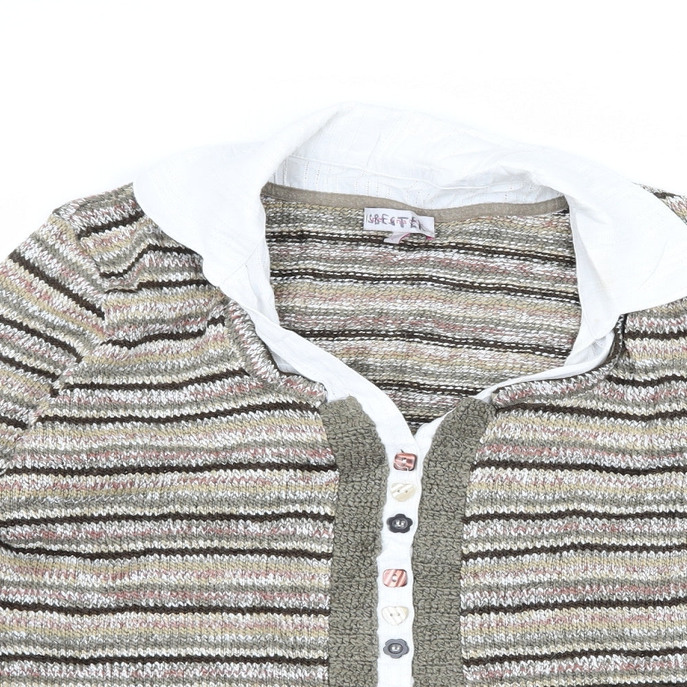 Per Una Womens Multicoloured Striped Knit Basic Blouse Size L