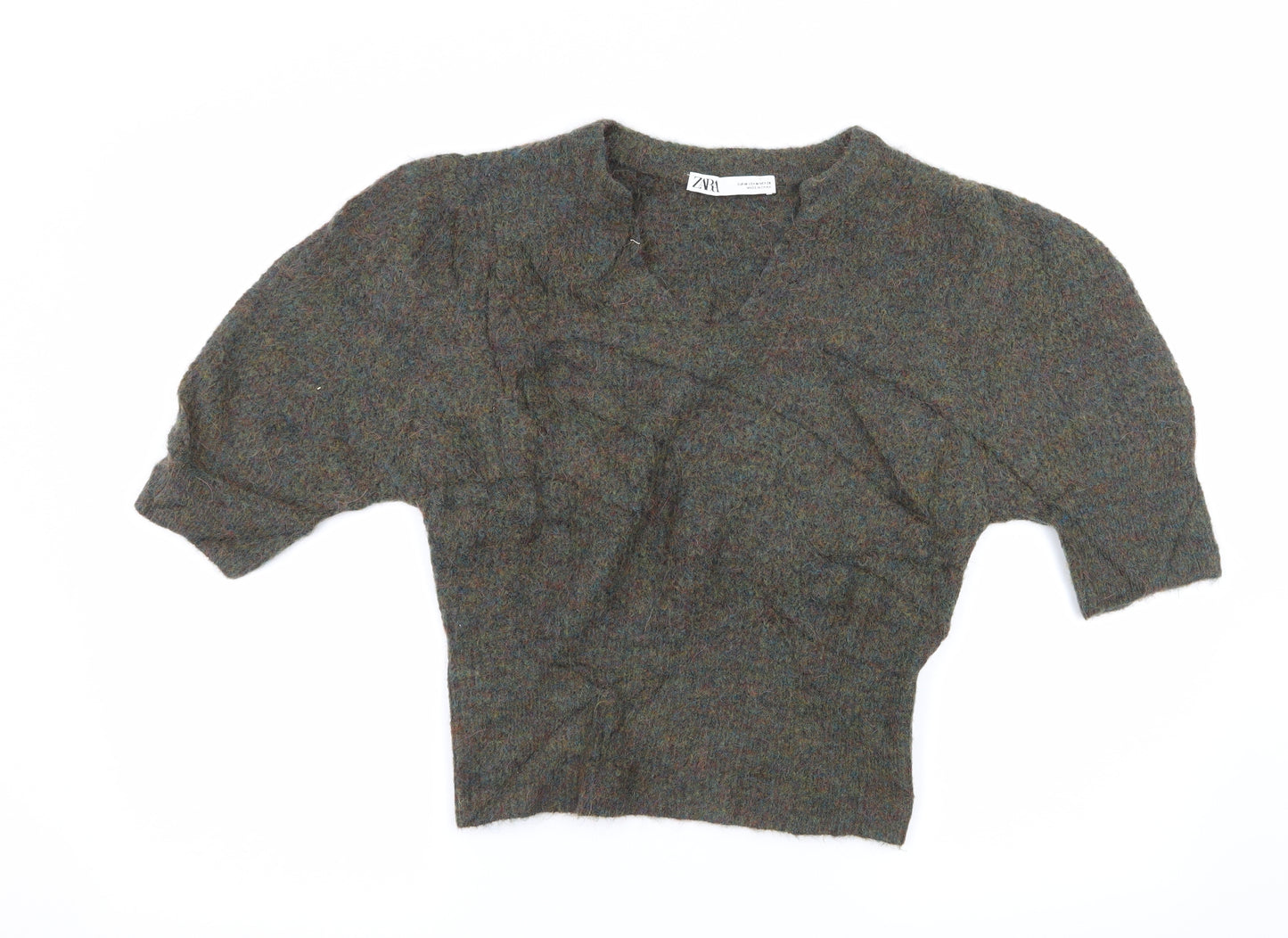 Zara Womens Green  Knit Pullover Jumper Size M