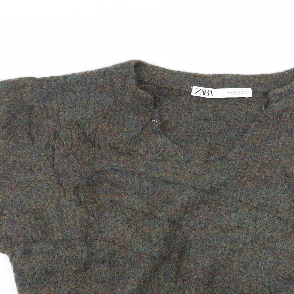 Zara Womens Green  Knit Pullover Jumper Size M