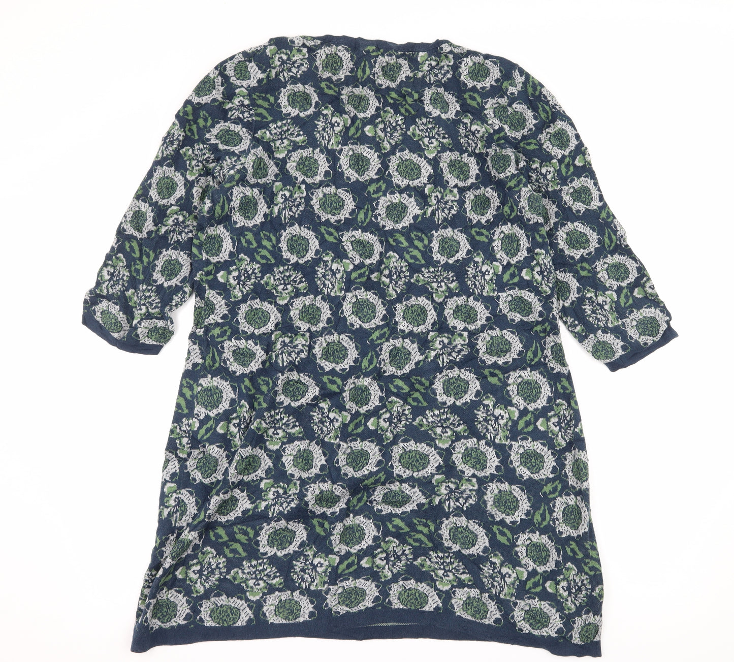 Laura Ashley Womens Blue Floral Knit Pullover Jumper Size 18