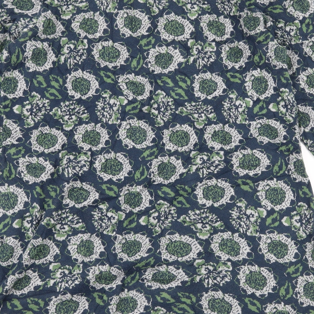 Laura Ashley Womens Blue Floral Knit Pullover Jumper Size 18