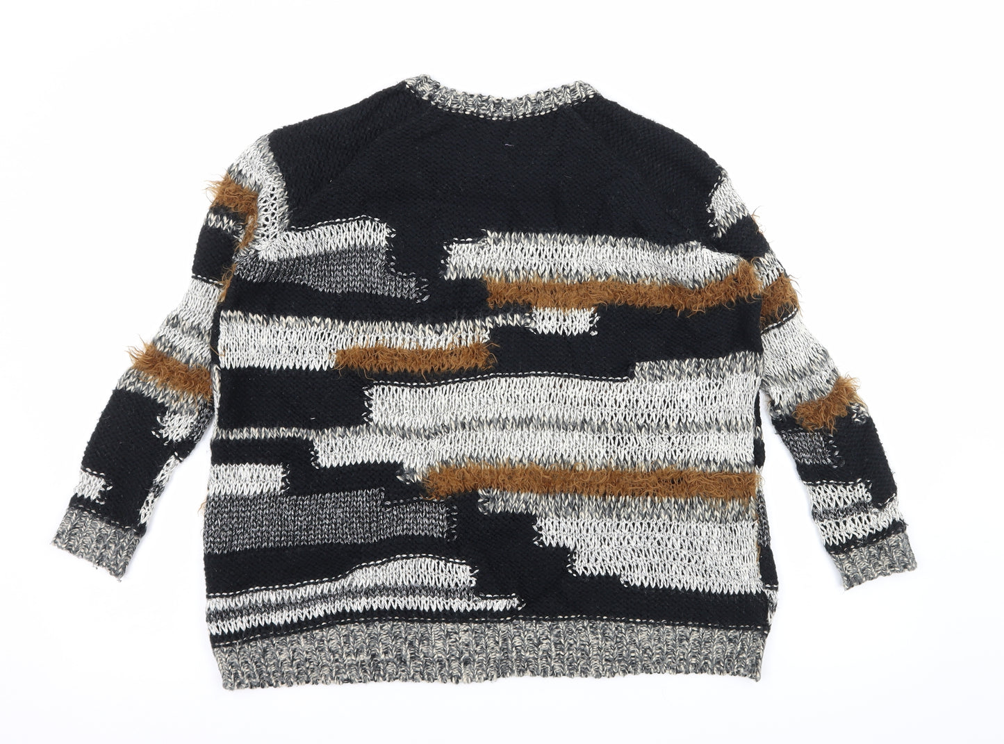 River Island Womens Black Striped Knit Pullover Jumper Size 6