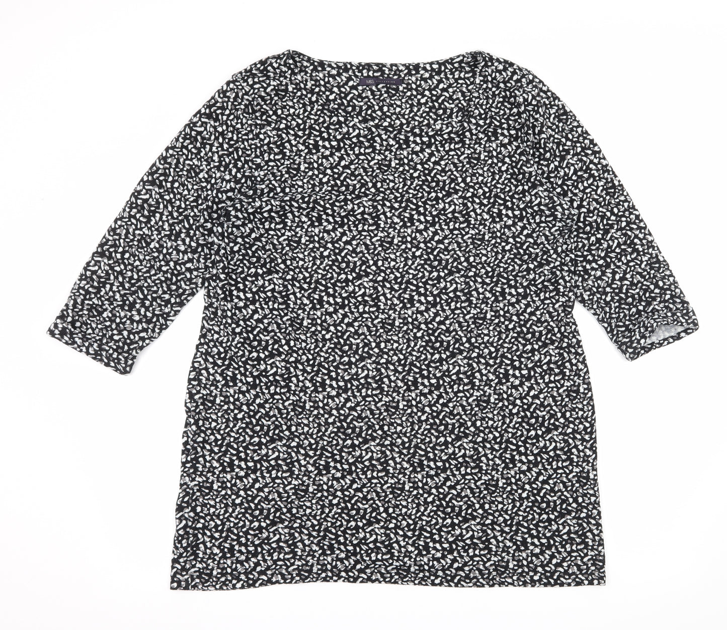 Marks and Spencer Womens Black Polka Dot Jersey Basic T-Shirt Size 18