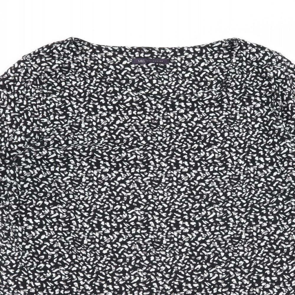 Marks and Spencer Womens Black Polka Dot Jersey Basic T-Shirt Size 18