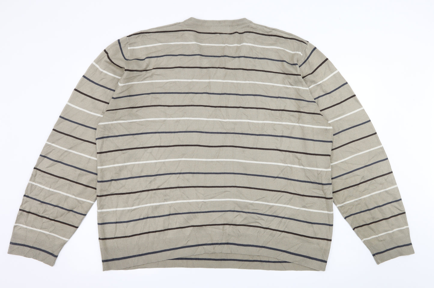 Blue Harbour Mens Brown Striped Knit Pullover Jumper Size 2XL
