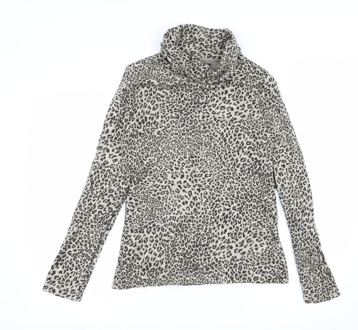 DASH Womens Brown Animal Print Knit Pullover Jumper Size 10