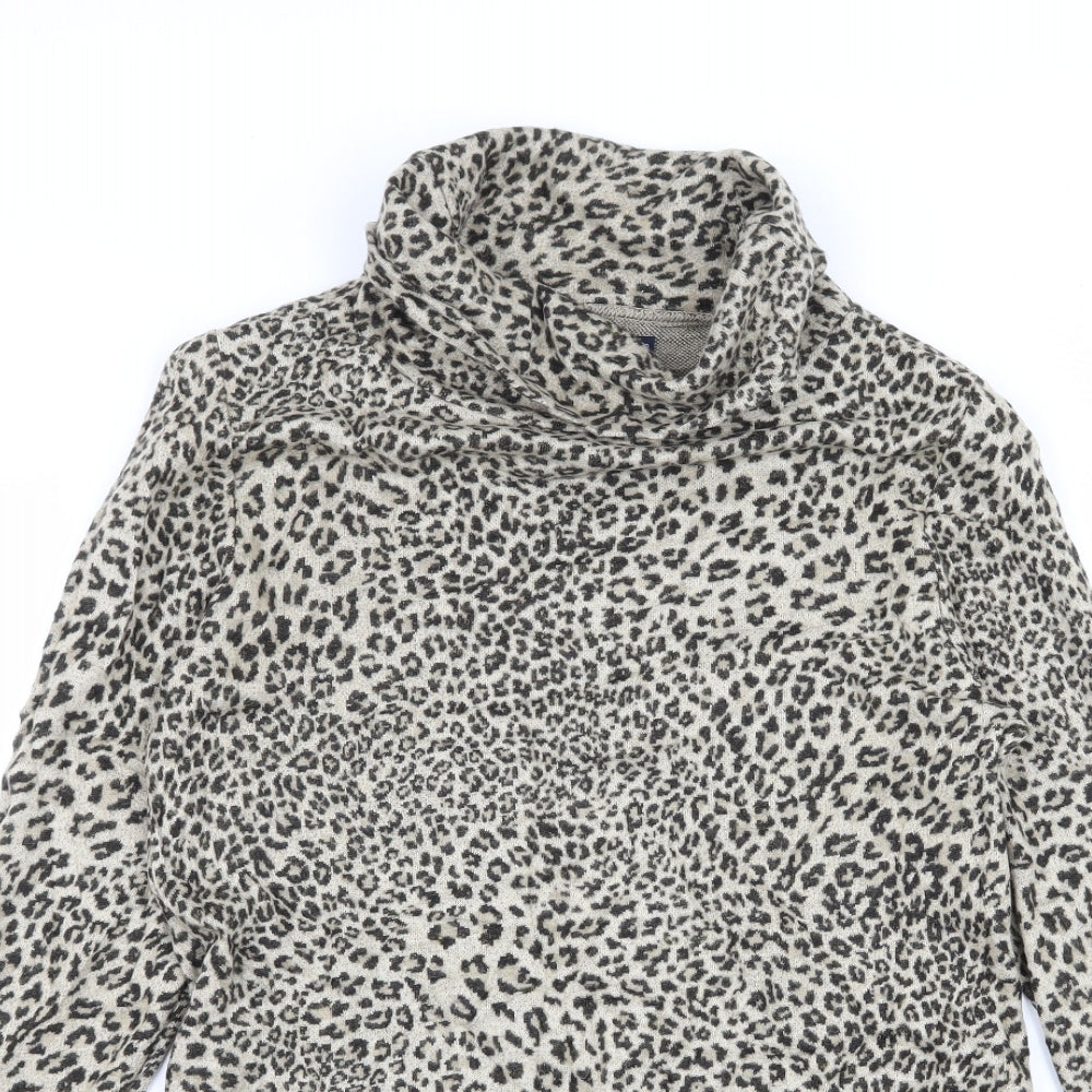 DASH Womens Brown Animal Print Knit Pullover Jumper Size 10