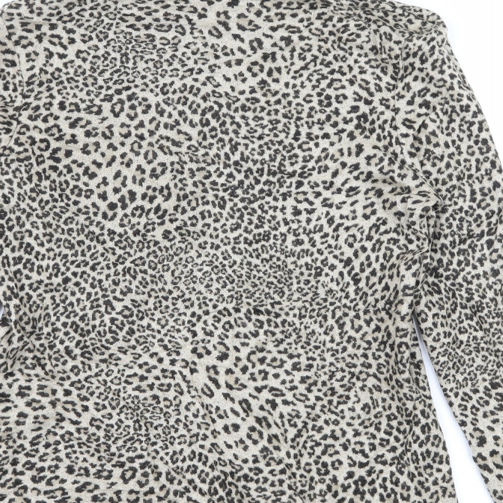 DASH Womens Brown Animal Print Knit Pullover Jumper Size 10