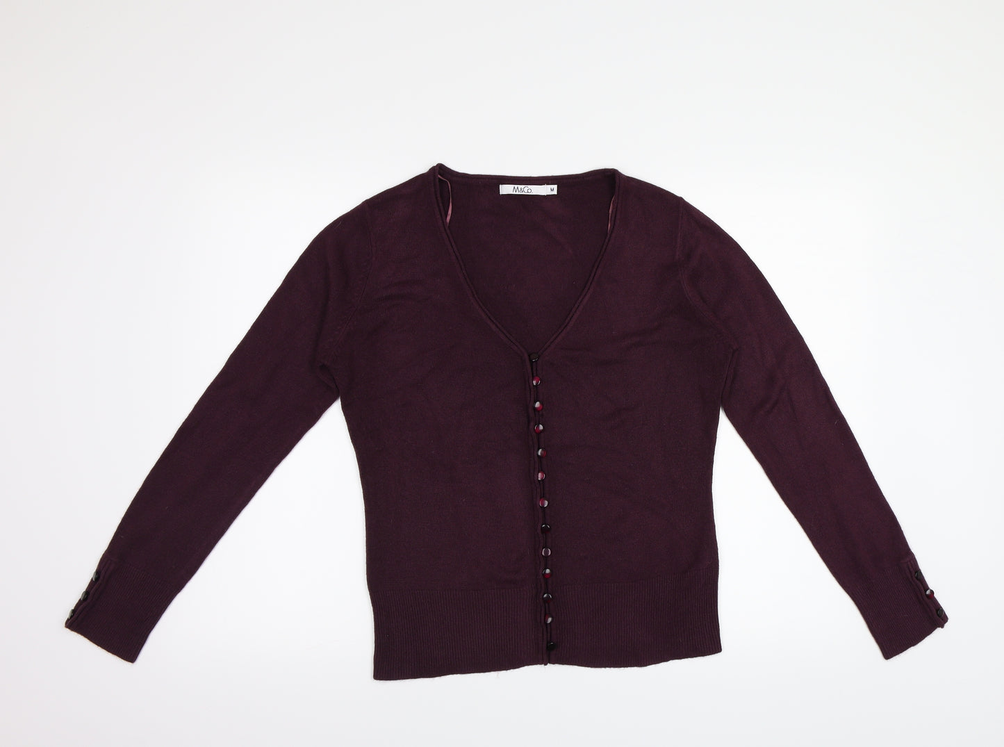 M & Co Womens Purple   Cardigan Jumper Size M