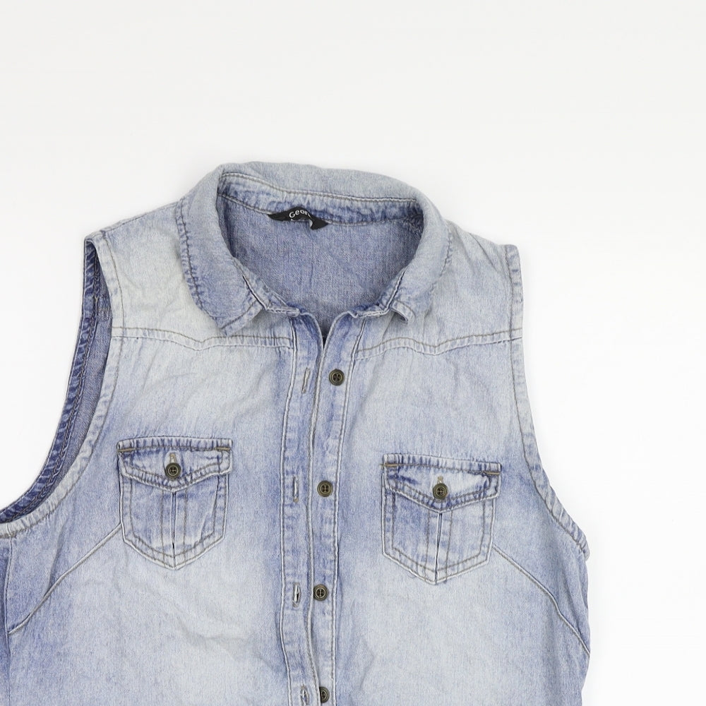 George Womens Blue   Basic Blouse Size 10