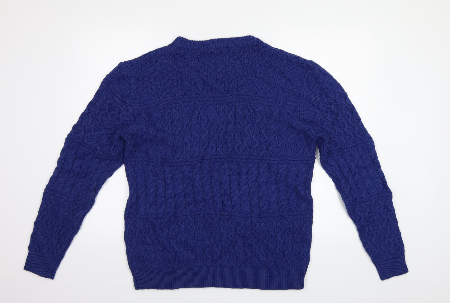 Brave Soul Mens Blue Geometric  Pullover Jumper Size XL