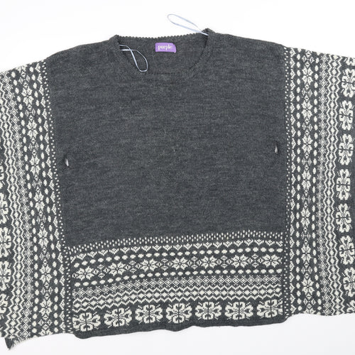 Purple Womens Grey   Pullover Jumper One Size