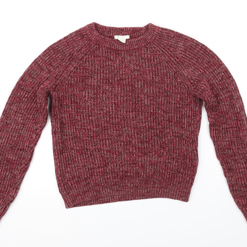 H&M Womens Red Houndstooth  Pullover Jumper Size S