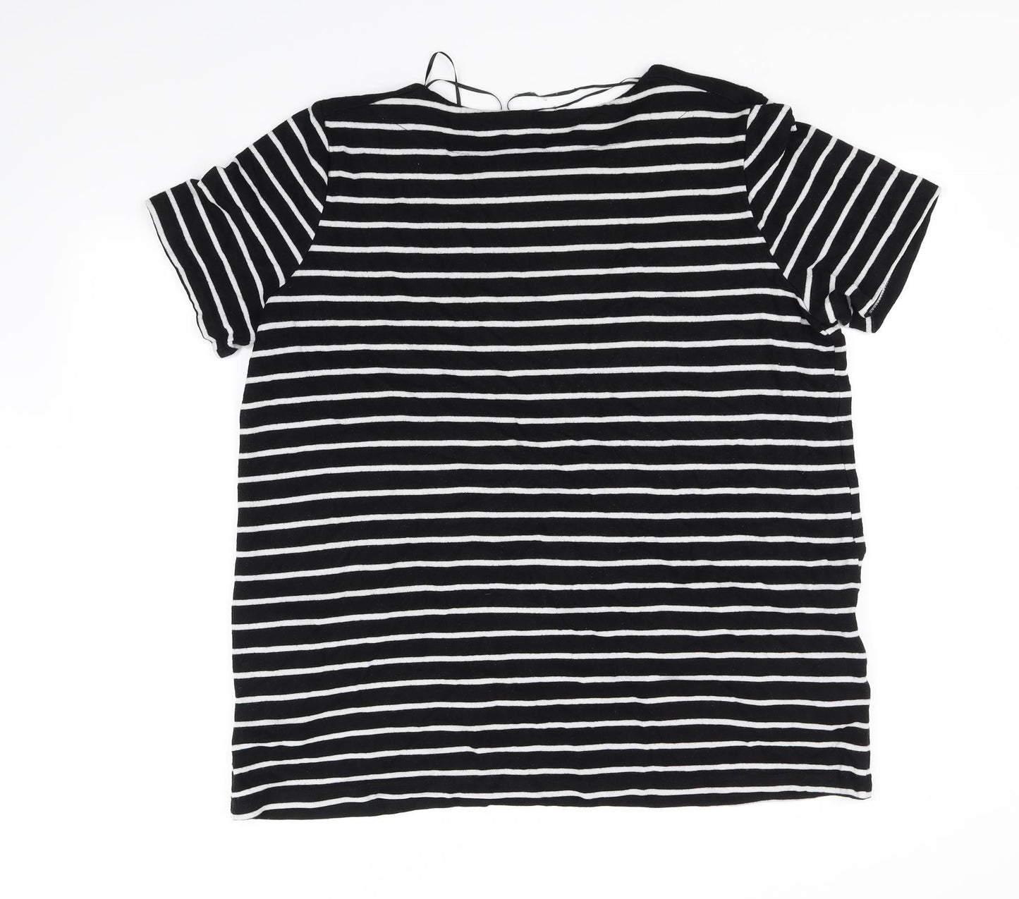 TU Womens Black Striped  Basic T-Shirt Size 22