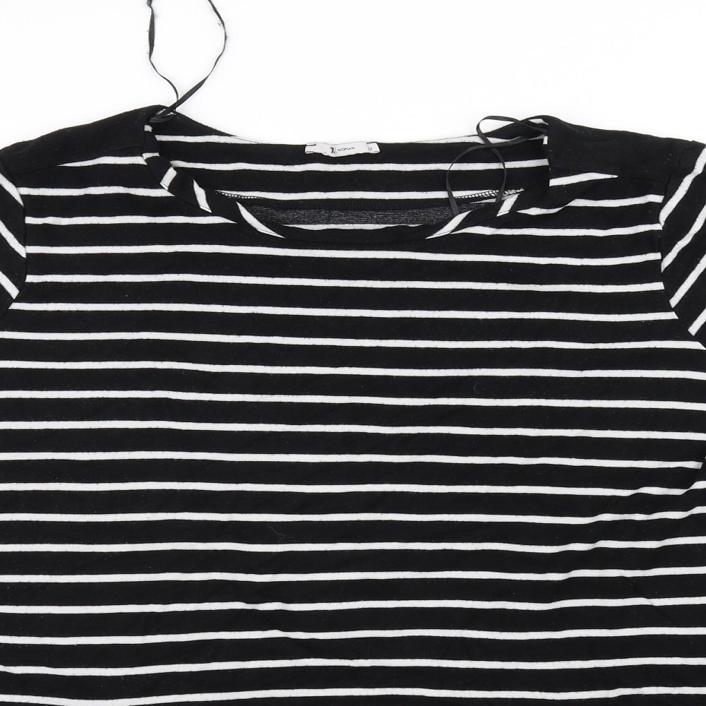 TU Womens Black Striped  Basic T-Shirt Size 22