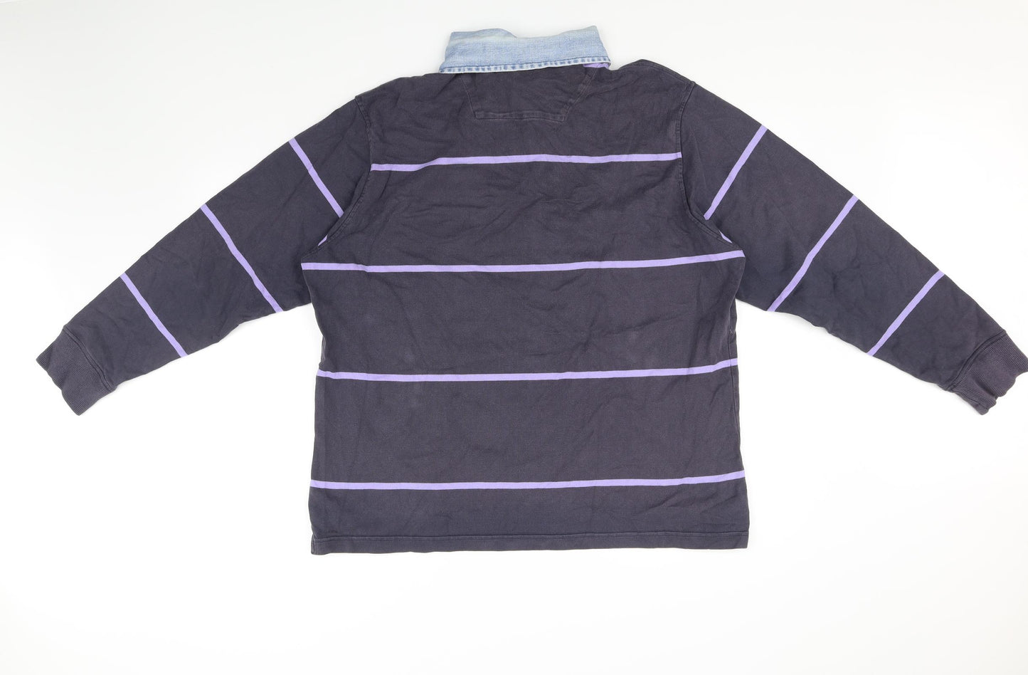 Blue Harbour Mens Blue Striped  Pullover Jumper Size XL