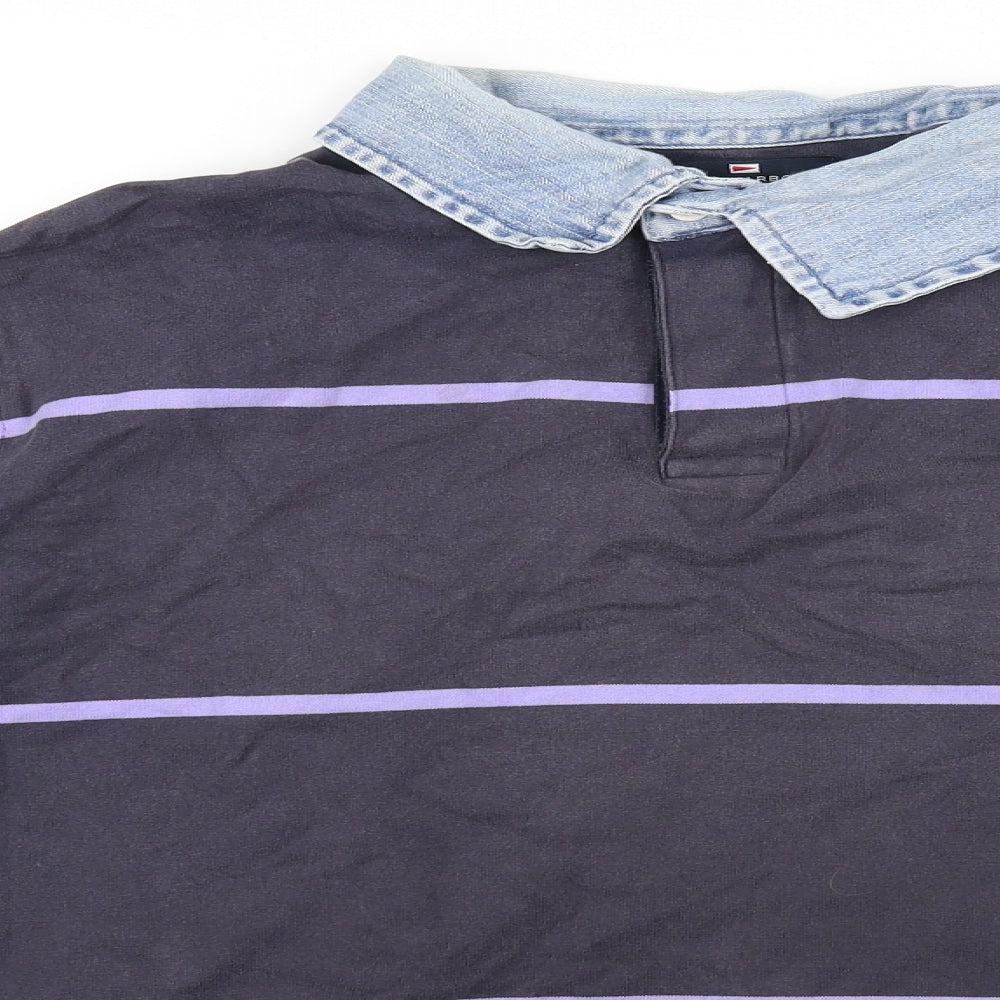 Blue Harbour Mens Blue Striped  Pullover Jumper Size XL