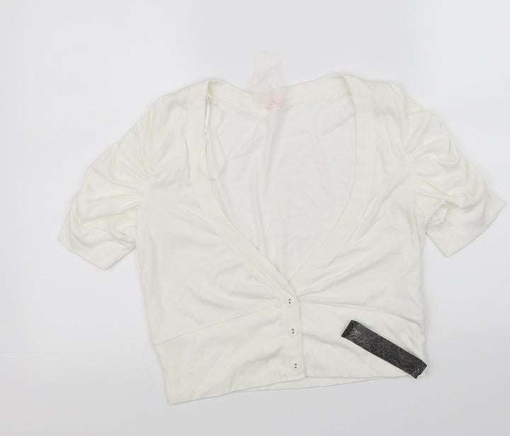 E-vie Womens White Cardigan Jumper Size 14