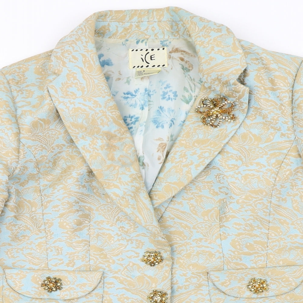 ICE Womens Gold   Jacket Blazer Size 8